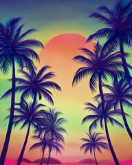 sunset, palm, beach, tree, tropical, sky, sea, ocean, silhouette, island, nature, sun, sunrise, summer, travel, evening, palms, landscape, hawaii, water, vacation, paradise, exotic, dusk, trees, cocon
