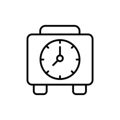 Alarm clock outline icons, minimalist vector illustration ,simple transparent graphic element .Isolated on white background