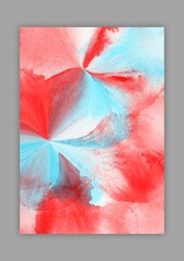  Abstract watercolor in red blue colors. Hand drawn illustration . Watercolour brush strokes. Flower backdrop. Art background for cards, flyer, poster, invitation, cover design. 