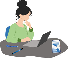 勉強する女性のイラスト