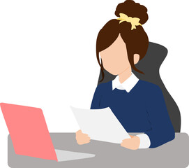 勉強する女性のイラスト