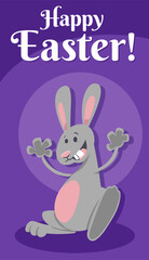 cartoon Easter bunny on Easter time greeting card design