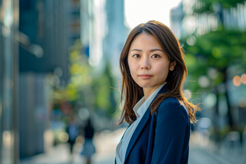 Portrait of a young businesswoman in Hong Kong, China.
