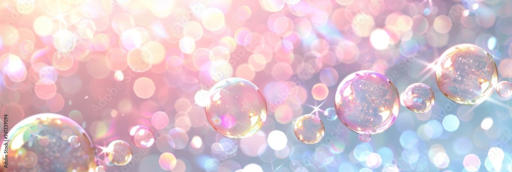 Poster vivid and colorful rainbow reflection in soap bubble background creating stunning visual effects