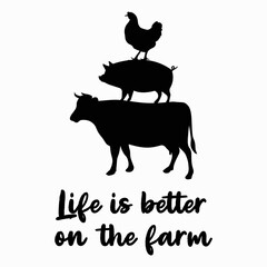 Farm animals vector pictogram logo label badge design illustration life is better on the farm