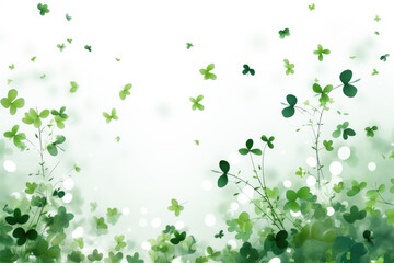 Green background with many green leaves and flowers