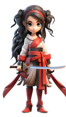3D Gaming Character Design Isolated Cute warier girl