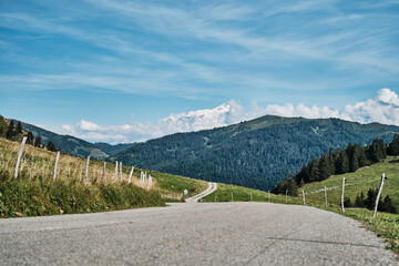 empty road with mont blanc in the background