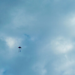 Kite on empty space sky creative hobbies and leisure activity