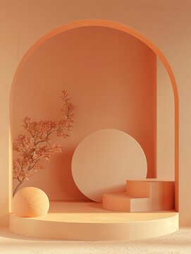 3D render podiumVisualize a Coral Orange podium