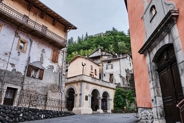 narrow roads in a beautiful little mountain village.