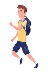 Fototapeta na wymiar Pupils evacuation from school building flat color vector illustration. Students and staff emergency leaving. Kids follows escape route 2D cartoon characters with educational facility