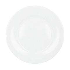 White round empty plate top view. Png clipart isolated on transparent background