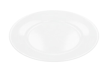 White round empty plate top side view. Png clipart isolated on transparent background
