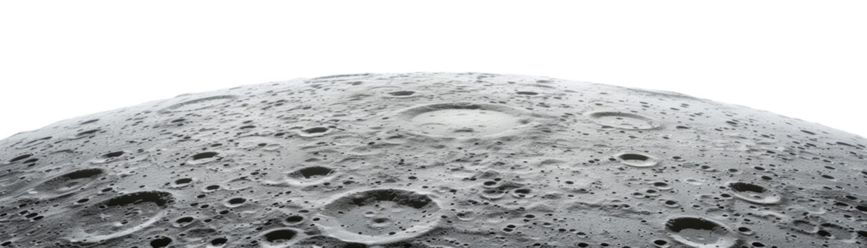 Texture of the moon's surface with craters, in grayscale photography. Space exploration and geology concept. Isolated. Generative AI