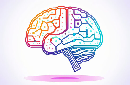 hi tech illustration of futuristic robotics brains shaped as human brains