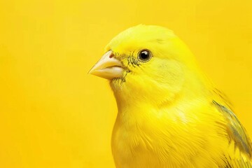 Monochrome Elegance: Canary Bird's Portrait on Yellow Backdrop - Generative AI