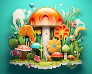 3d illustration of a fairy forest fantasy scene