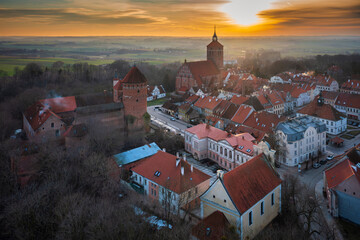 Teutonic castle in Reszel at sunset, Poland. - 761345882