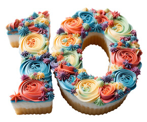 Cake in the shape of the number 10