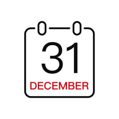 Fototapeta premium December 31 date on the calendar, vector line stroke icon for user interface. Calendar with date, vector illustration.
