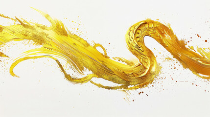 2025 Chinese New Year of Snake Template Background Abstract Elegant Gold Color Ink Art Painting Textured Brushstrokes Illustration with Copy Space Lunar Calendar Design Happy Prosperous CNY 16:9