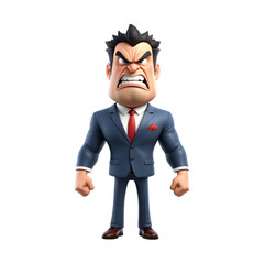 Fototapeta premium 3D angry businessman cartoon on transparent background