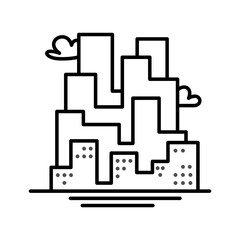 City buildings line icon. Office building, apartment house, business area. Urban life concept. Can be used for topics like town, big city, architecture or logo