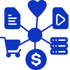 Content & Transit Network, Content Network Icon - Blue, Solid