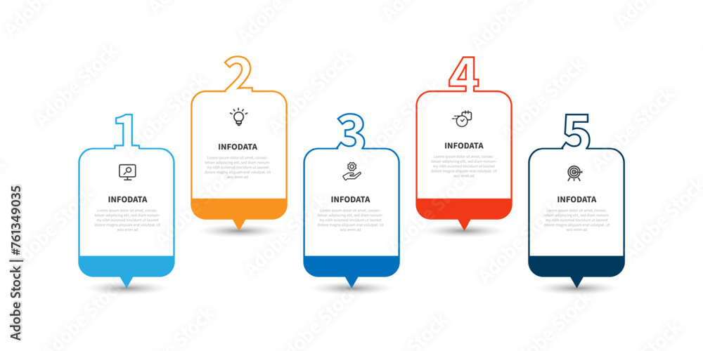 Aufkleber Design template infographic vector element with 5 step or option suitable for web presentation and business information