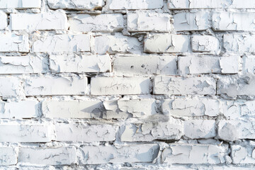 Abstract weathered texture stained old stucco light gray and aged paint white brick wall.