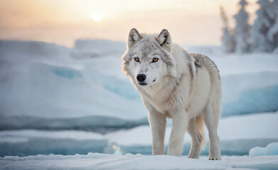 Arctic Wolf in the frozen north - 761350490