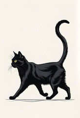 b/w illustration of a cat. generative ai