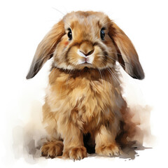 Fototapeta premium Watercolor holland lop, clipart Illustration, Generative Ai