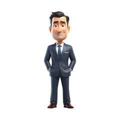 Obraz premium 3D happy smiling businessman cartoon on transparent background
