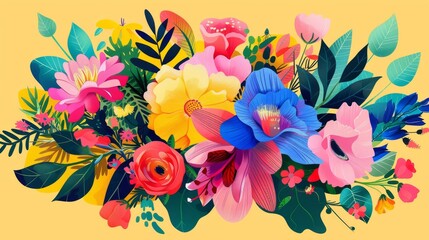 Joyful Floral Bouquet Vector Art