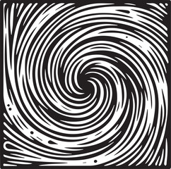 circular swirl enclosed in a square abstract design black vector