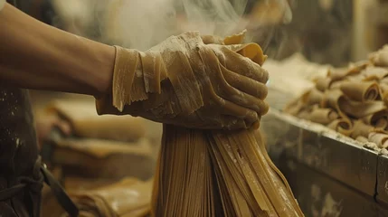 Fotobehang whole wheat pasta сreated with Generative Ai © Andrii Yablonskyi