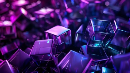 Abstract geometric background with futuristic technology cubes. Glowing cubes, blockchain concept.
