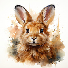 Watercolor Lionhead rabbit, clipart Illustration, Generative Ai