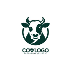 Green circular cow silhouette logo design