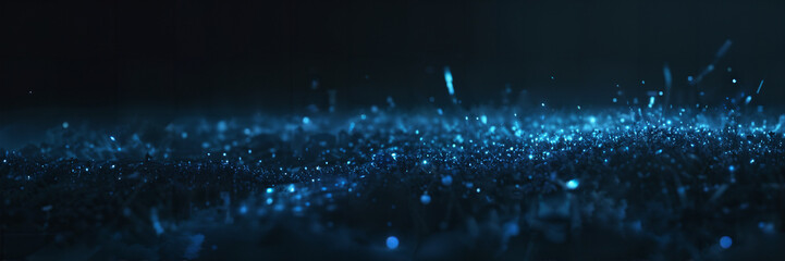 Light dust blue particles illustration background magic, abstract effect panorama background.