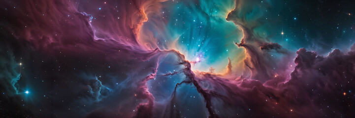 Space background with nebula stars and deep space - obrazy, fototapety, plakaty