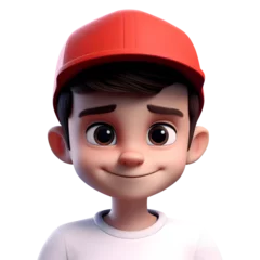 Foto op Aluminium Smiling Cartoon Boy in Red Cap © provectors