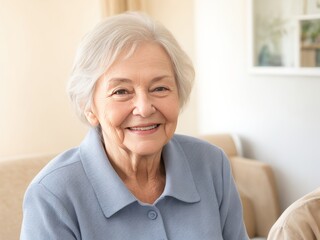 Portrait of a beautiful elderly woman with a bright smile