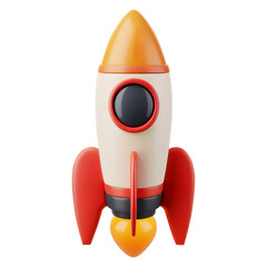 Orange and Red 3D Rocket Icon - obrazy, fototapety, plakaty