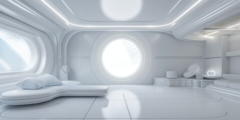 Sci fi white interior concept