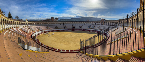 Panorama of bullfighting arena in Antequera, Spain