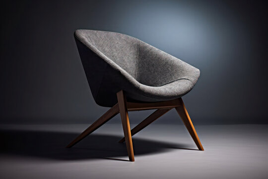 stylish modern armchair on a black background. minimalism, strict masculine style. original designer furniture.
