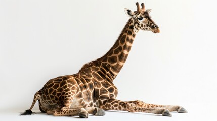 Whimsical Seated Giraffe Studio Portrait